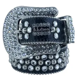 Designer Bb Fashion Men's and Women's Leather Belt Decorated with Colored Diamonds 20 Color Crystal Diamond3.8 Cm