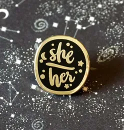 Pins Brooches She Her Starry Pronouns Enamel Pin Lapel Pins Badge Brooch Jewelry Accessory287u2102650