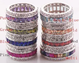 Garnet Morganite Pink Kunzite Blue Crystal Zircon 925 Sterling Silver Ring Size 6 7 8 9 10 11 J19071498229845610679