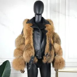 Jackets Sheepskin Coat Women Sier Fox Fur Jacket Vest Winter Warm Thick Raccoon Fur Coat Detachable Sleeve High Quality Plus Size Cust