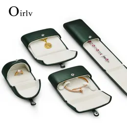 Oirlv Jewelry Box Packing Snapfastener Pu Leather Green Joxes Ring Organizadores Swead Gipal 231225