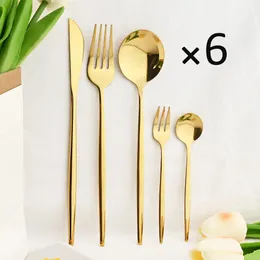 30pcs Dinnerware Set Setting Knife Bolo Fork Spoon Calheres de talheres de talheres espelho de aço inoxidável Tabela de cozinha 231222