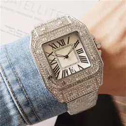 Iced Out-horloges voor mannen en vrouwen Volledige diamanten band Quartz-uurwerk Mode-jurkhorloge Auto-datum Waterdicht Analoog Hoge kwaliteit 222M