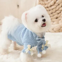 Dog Apparel Cute Fur Ball Teddy Two Legged Sweater Ins Style Clothing Winter Knitwear Pet Supplies Schnauzer Warm Clothes