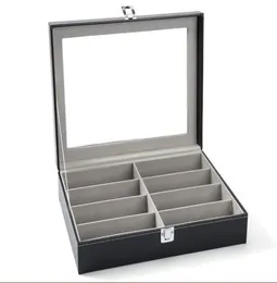 8 pieces capacity lockable eyeglass counter table display box sunglass presentation case double tray eyewear collection box8169466