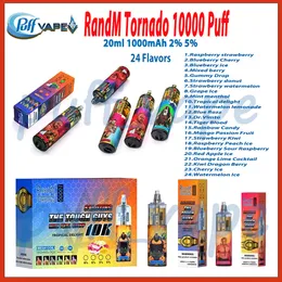 Orijinal Randm Tornado 10000 Puf Puf Tek Kullanımlık Cihaz 20ml Önceden Doldurulmuş Pod 1000mAh Şarj Edilebilir Pil 24% 5% 5 Seviye Puflar 10k Kit