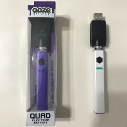 Batteria OOZE QUAD flex temp 500mah 2.7v--3.2v-3.7-4.2v quattro marce e quattro colori tensione di regolazione inferiore tipo-c batteria penna quadrata vape