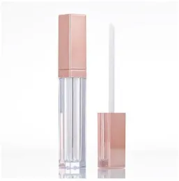 Tubi per lucidalabbra in oro rosa da 5 ml Contenitore cosmetico vuoto fai-da-te Bottiglie riutilizzabili Bottiglia di stoccaggio per rossetto liquido Vuoto in plastica quadrata LL