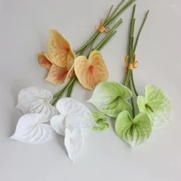 Fiori decorativi 4pcs fatti a mano Anthurium Bouquet Flower Disposition Real Touch Flexibili Artificiale