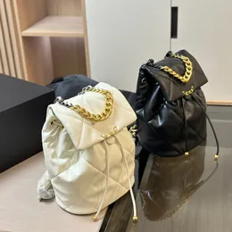 19 serii plecak stylowy damski torba na ramię 23 cm skórzana Diamond Złota Sprzęt Metalowy klamra dwukolorowa uchwyt łańcucha luksusowa torebka Matelasse Bags Crossbody Bags