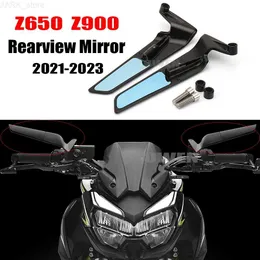 オートバイ照明Z650 Z900オートバイステルスミラー風力翼リアビューミラーカワサキZ650 Z900 2021-2023L231225用の調整可能なスポーツウィングミラー