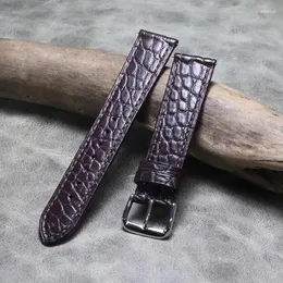 Guarda fasce sottili crocodile in pelle di ricambio in pelle di guardia ALligator Bracciale a banda per cereali 18mm 20mm 21mm 2 mm mm Caffè scuro Uomini