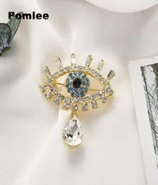 Pomlee göz şekli kristal broş neogotik kadın aksesuarları Kore moda alaşım bluz medicale femme broches para ropa48736028414620