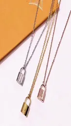 Lüks mücevher Gümüş gül altın kilit kolye tasarımcı kolye 18k altın paslanmaz zincir kadın kolyeler valentine039s gün hediye 4762862