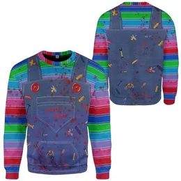 Felpe 3D Spooky baby Tie-dye Sweat Felpe girocollo da uomo taglie forti