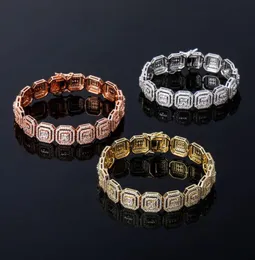 Hip Hop Tennis 13mm Cubic Zirconia Bling Iced Out Bread Chain Bangles Armband Unisex 1 Row CZ Link Chain3153495
