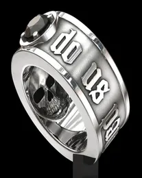 039Till Death Do Us Part039 Bague crâne en acier inoxydable diamant noir Punk bijoux de fiançailles de mariage pour hommes taille 6 136774002