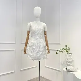 Vestidos casuais 2023 de alta qualidade primavera verão linho branco algodão vintage