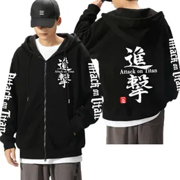 Anime Hoodie Attack on Titan Sweatshirts Haruku Fleece Hoodies Zip Hooded Sweatshirt Long Sleeve Pullover LOOSE Large Size Top