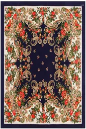 Bufandas 100 100 cm Bufanda de seda floral rusa de lujo Mujeres Mantón étnico Bandana Pañuelo Flor Impreso Cuadrado Babushka Hijab6285393