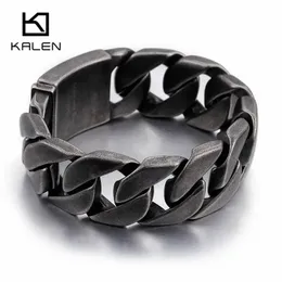 Kalen Matte Bike Chain Bracelets Men 25mm عرض مكتنزة الفولاذ الثقيل المقاوم للصدأ سوار ربط المجوهرات الذكور 231225