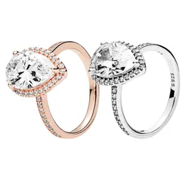 Roségold funkelnder Tropfen-Halo-Ring für Damen, Hochzeitsgeschenk, Designer-Schmuck für Damen, Sterling-Silber, Verlobungsgeschenk, Ring 7712714