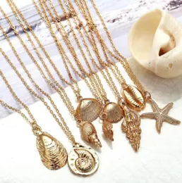 Ожерелья с подвесками Морская мода Раковина Морская звезда Ожерелье 2021 Золотого цвета Ретро Колье морской жизни Пляжные украшения для женщин2208156