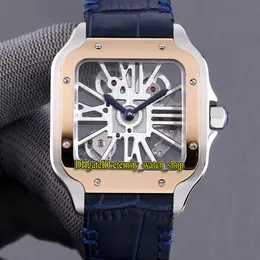 Wersja TW 0008 2020057 Dial szkieletu Szwajcarskie 4S20 Automatyczna mechaniczna różowa złota ramka męska zegarek 316L stalowy obudowa skórzana spor187o