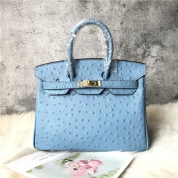 European and American ostrich patterned cowhide platinum bag for women 2023, new fashionable and western-style texture single shoulder small handbag 25CM