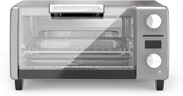 Macchina per il pane Crisp N Bake Air Fry Tostapane digitale Forno 9" Pizza o 4 fette di grigio