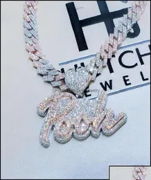 Ожерелья с подвесками в стиле хип-хоп, ювелирные изделия Iced Out, кубинское звено с бриллиантами и буквами, ожерелье на заказ, женское ожерелье с подвеской, Прямая доставка, 2021, ожерелья с подвесками Pe6337487