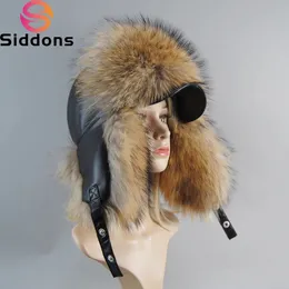 Estilo de inverno Ushanka chapéu de homem masculino Hats de candelabro de bombardeiro feminino Capas de neve de couro de peles com abas de orelha 231222