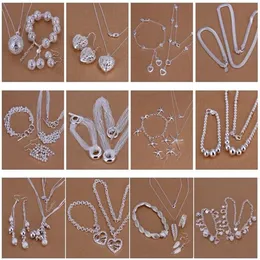 추적 번호와 함께 대부분의 판매 여성의 섬세한 선물 보석 925 Silver Plated Mix Jewelry Set 1025295a