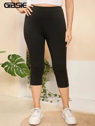 Леггинсы Gibsie Plus Size для женщин Fitness Sports Black Leggings Women Summer Fashion Slim Strame Capris Leggings Sportswear 231225