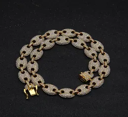 catene di gioielli hip hop bling Collana di caffè nuovo uomo fagioli pieni di diamanti collana in lega di naso di maiale ghiacciato7751604