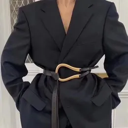 New Fashion Morbido Cinture in pelle sintetica Donna Grande fibbia in lega Sottile doppio strato Cinture Camicia Cintura annodata Cinture a vita lunga 2020243E