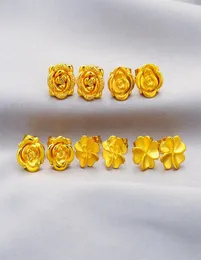 Bloemvormige Mode Stud Oorbellen voor Meisje Kinderen Dame 18K Geel Goud Gevuld Charme Mooie Sieraden Gift3322514