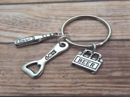 whole 12pcslot Beer Bottle Opener Key chain beer opener charm pendant key ring Personalized Key Chain Truly a Man039s Gift1156140