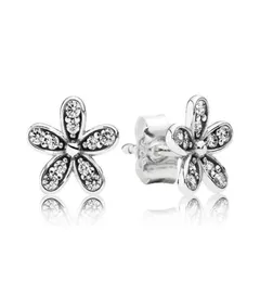 Boucles d'oreilles marguerite en diamant CZ transparent, boîte originale pour argent Sterling 925, petite fleur pour femmes et filles, ensemble de boucles d'oreilles 9713706