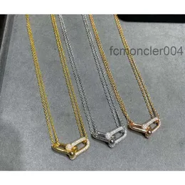 Necklace t Family U-shaped Horseshoe Double Ring Necklace 18k Gold Hard Wear Half Diamond Hot Sell Birthday Christmas Gift Ti Co ZEDD