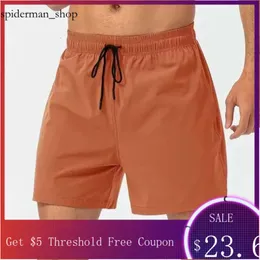 Lululemen Man Yoga Sports Short Summer Beach Sport Shorts Quick Dry Dry مع هاتف محمول جيب خلفي 384 Lululemen