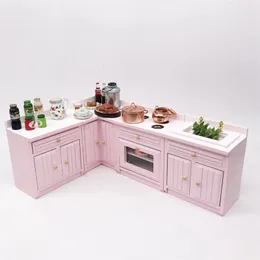 1 12 Dollhouse Miniature Items Kitchen Worktop Sink Cabinet Mini Cupboard Four-piece Set Doll House Accessories Furniture BJD 231225