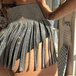 Jurken Gagaopt Metalen Kwastje ketting Mini Rok Vrouwen Glitter strass Hoge Taille Pailletten Zomer Luxe Party Outfit rokken