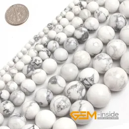 Beads Natural Stone White Howlite Round Loose Beads for Jewelry Making Strand 15" Diy Beacelet Necklace Jewelry Making