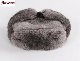 Nuovo Russo Inverno Unisex Vera Pelliccia di Coniglio Bomber Cappello Da Uomo Caldo 100 Cappelli di Pelliccia di Coniglio Naturale Maschio Pieno Pelt Genuino Berretto di Pelliccia di coniglio Y8719112