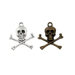 100Pcs lots Pirate Skull Charms Pendants Alloy jewelry DIY Fit Bracelets Necklace Earrings Antique silver bronze 2124mm A3355859343