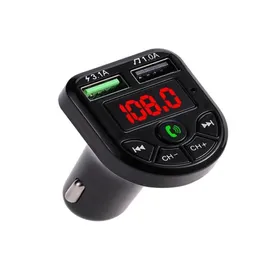 Bluetooth Car Kit Bte5 E5 X8 Mp3 Player Fm Transmitter Modator Dual Usb Rgb Color Vehicle8814875 Drop Delivery Automobiles Motorcycles Ot1T4