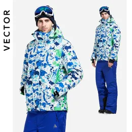 Jackor Vector Warm Winter Ski Suit Set Men Windproof Waterproof Skiing Snowboarding Set Set Male Outdoor Ski Jacket + Pants Brand