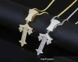 Naszyjniki wiszące Trapstar London Hip Hop wisiorek Inkrustowany cyrkon Pop Rap Style do noszenia łańcucha tenisowego Kuba Drop dostawa 2022 Żyd DH5FA4095504