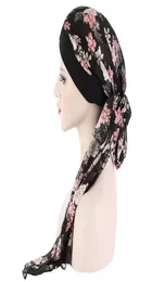 Scarves Muslim Hijab Turban Hat Headscarf PreTied Long Tail Chemo Cap Stretch BandanaScarves1406791